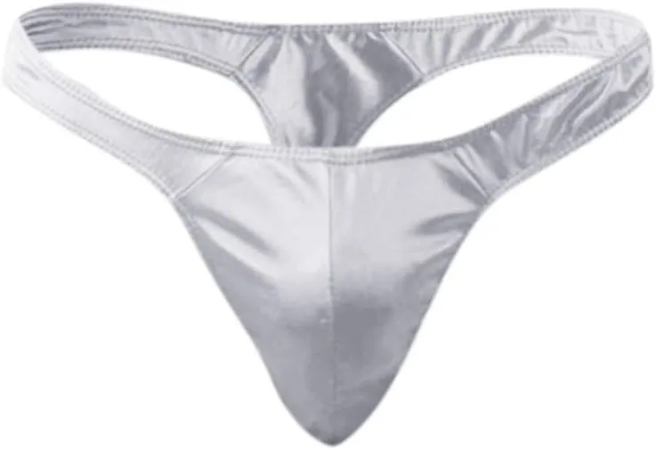 Men's Shiny Briefs Underwear Patent Leather Thong Low Rise T-Back G-String Comfortable Underpants