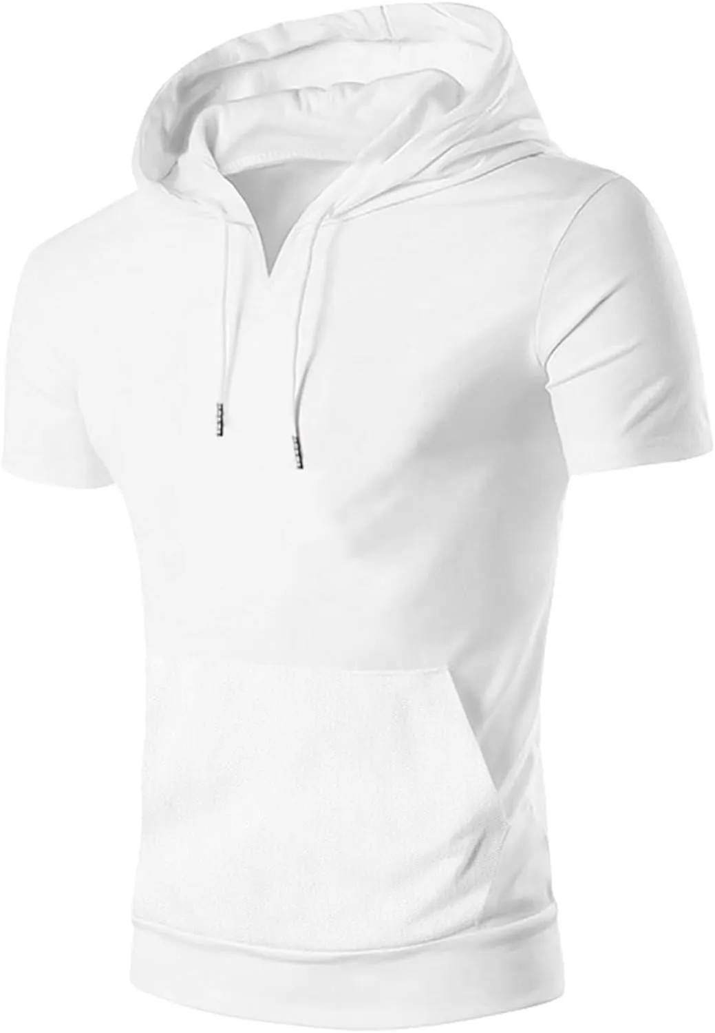 Mens Short Sleeve Hoodie Workout Gym Sweatshirts Casual Lightweight Athletic Muscle Hoodies Pullover Cotton Hooded T-Shirts