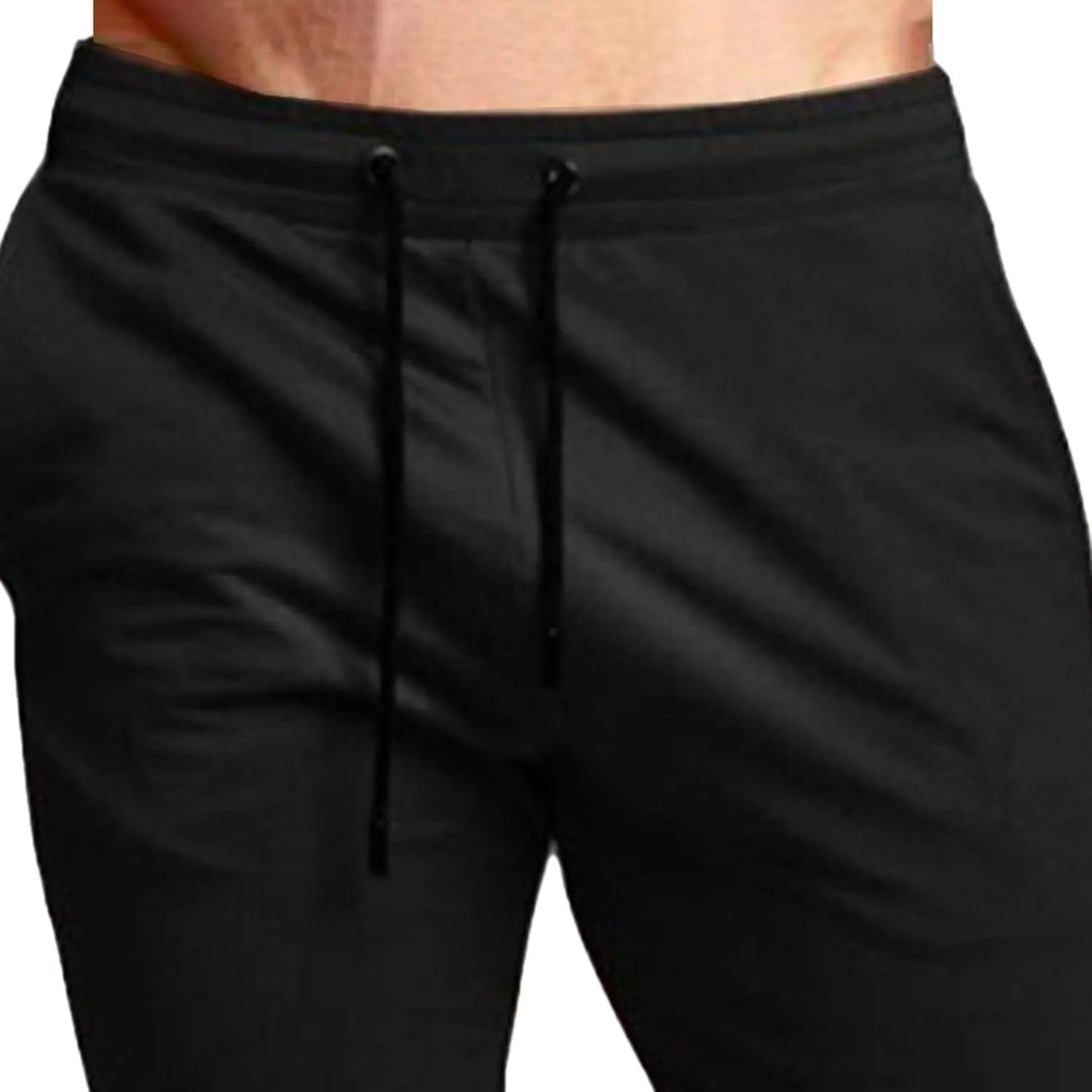Men's Slim Fit Solid Drawstring Pants Cotton Casual Joggers Athletic Trousers Elastic Waist Stretch Hiking Sweatpants