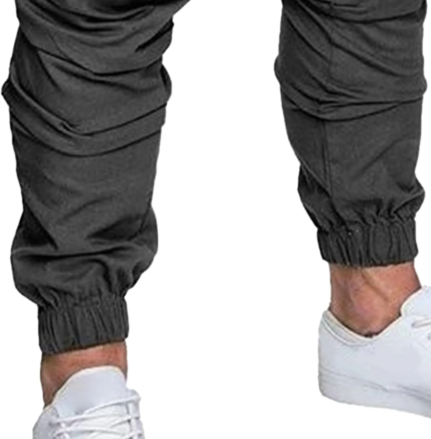 Men's Solid Drawstring Comfort Joggers Pants Casual Elastic Waist Cargo Trousers Cotton Baggy Work Hiking Pants