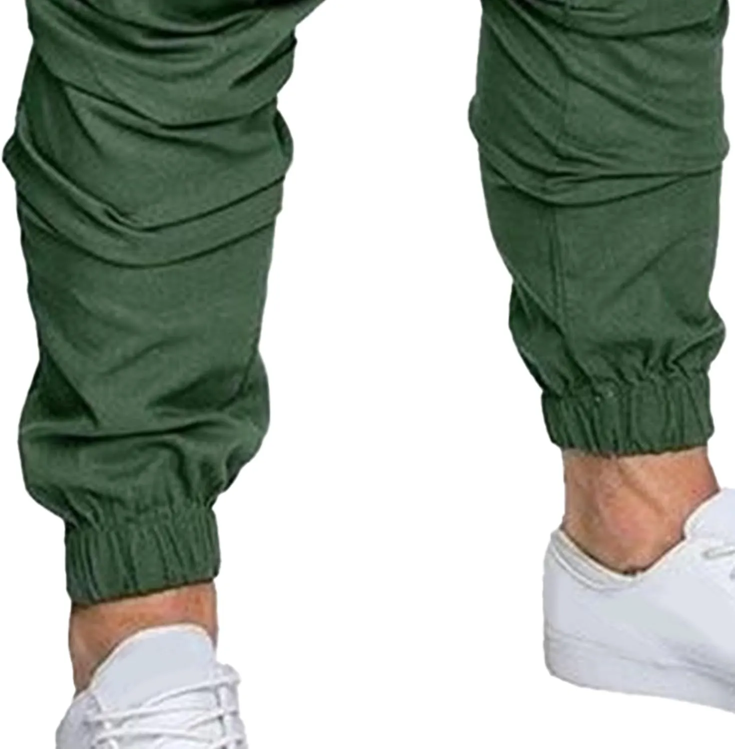 Men's Solid Drawstring Comfort Joggers Pants Casual Elastic Waist Cargo Trousers Cotton Baggy Work Hiking Pants