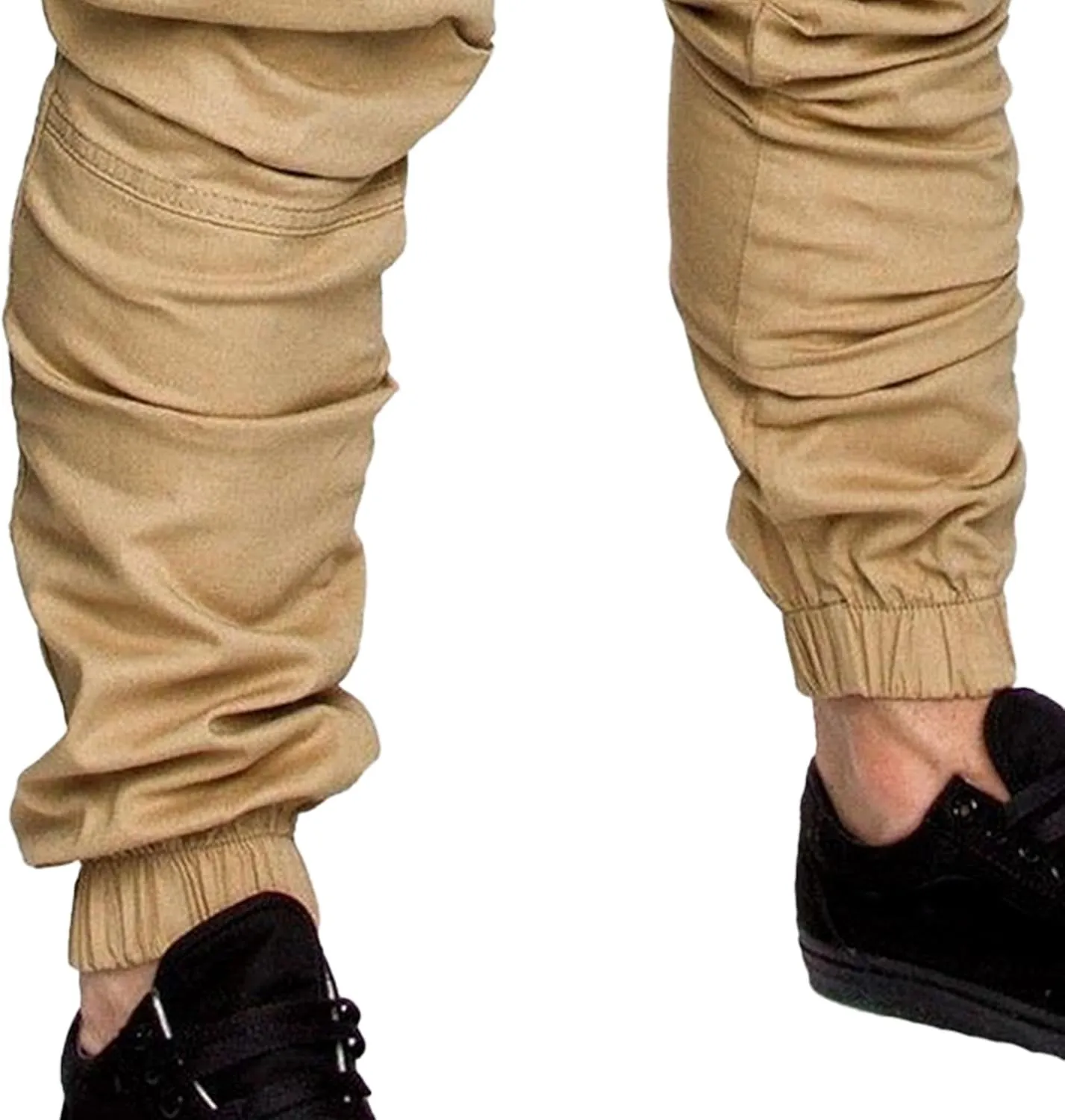 Men's Solid Drawstring Comfort Joggers Pants Casual Elastic Waist Cargo Trousers Cotton Baggy Work Hiking Pants