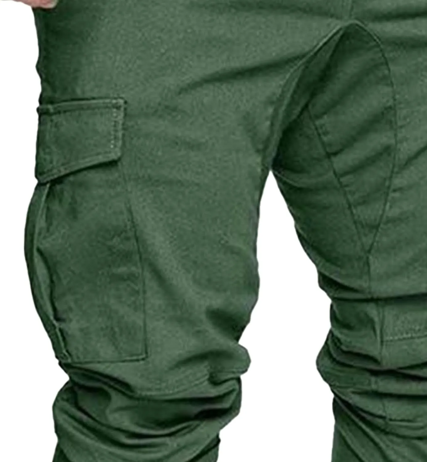 Men's Solid Drawstring Comfort Joggers Pants Casual Elastic Waist Cargo Trousers Cotton Baggy Work Hiking Pants