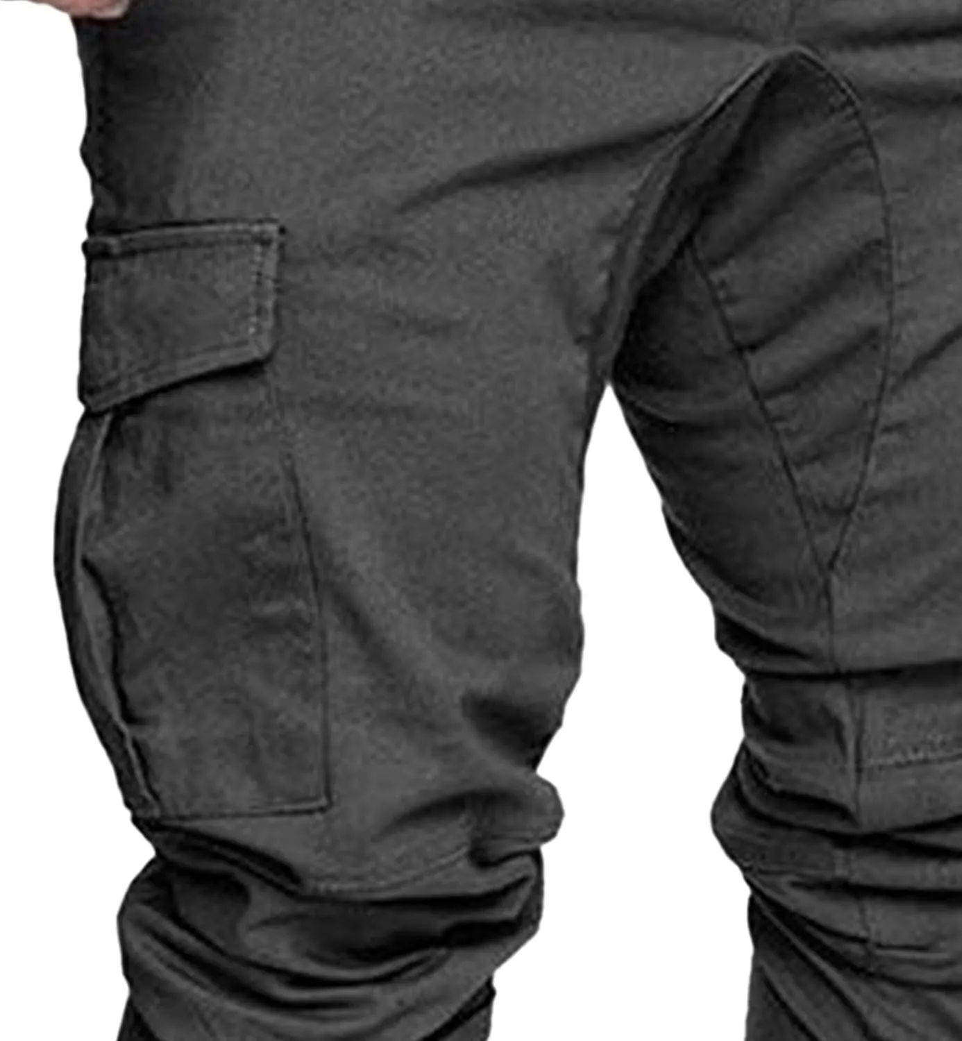 Men's Solid Drawstring Comfort Joggers Pants Casual Elastic Waist Cargo Trousers Cotton Baggy Work Hiking Pants