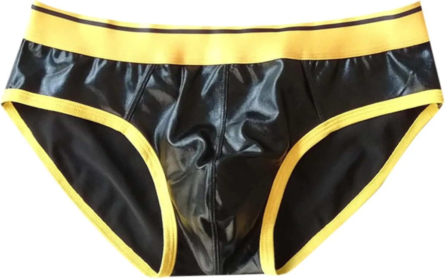 Mens Triangle Pants Faux Leather Soild Color Sexy Reflective Elastic Tight Comfortable Breathable Mid Waisted Briefs