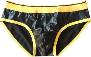 Mens Triangle Pants Faux Leather Soild Color Sexy Reflective Elastic Tight Comfortable Breathable Mid Waisted Briefs