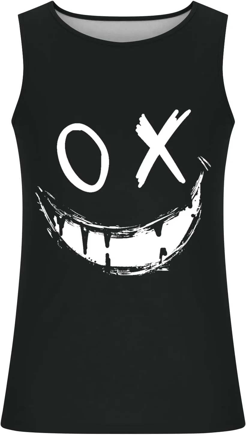 Mens Workout Tank Tops Funny Graphic Print Sleeveless T Shirt Lightweight Breathable Gym Training T Shirt Muscle Tees