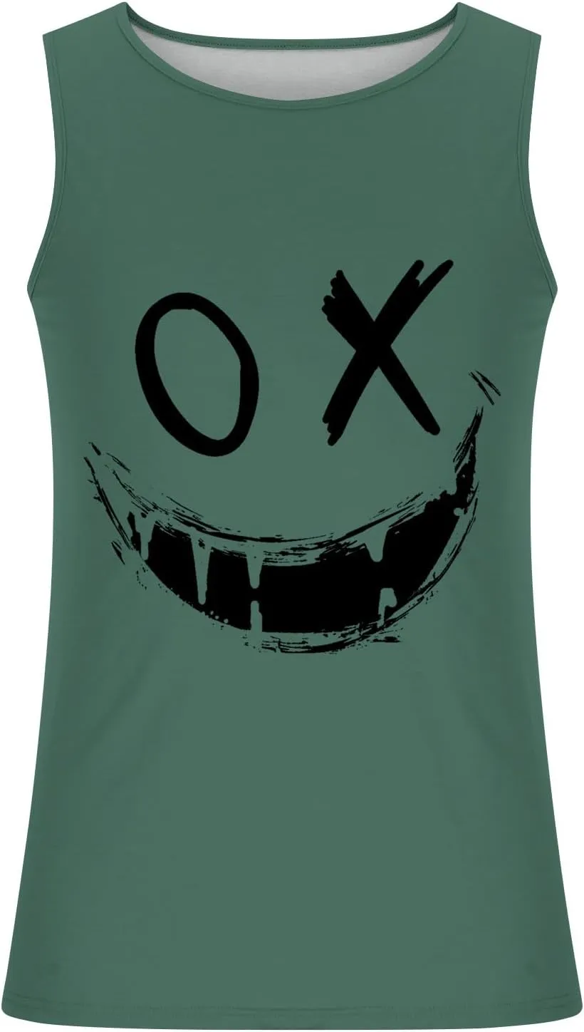 Mens Workout Tank Tops Funny Graphic Print Sleeveless T Shirt Lightweight Breathable Gym Training T Shirt Muscle Tees
