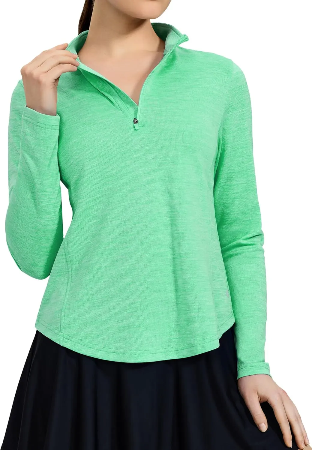 MIER Long Sleeve Workout Shirts for Women Quarter Zip Athletic Pullover Dry Fit Flowy Golf Running UV Sun Shirts,1/4 Zip