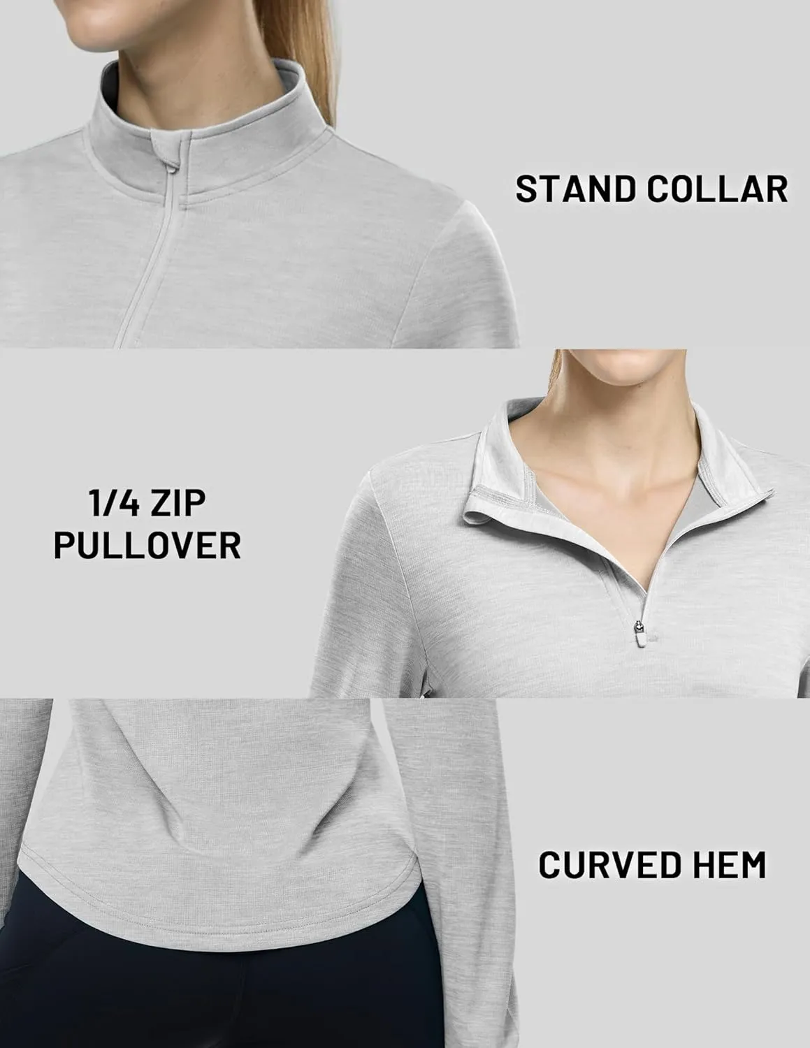 MIER Long Sleeve Workout Shirts for Women Quarter Zip Athletic Pullover Dry Fit Flowy Golf Running UV Sun Shirts,1/4 Zip