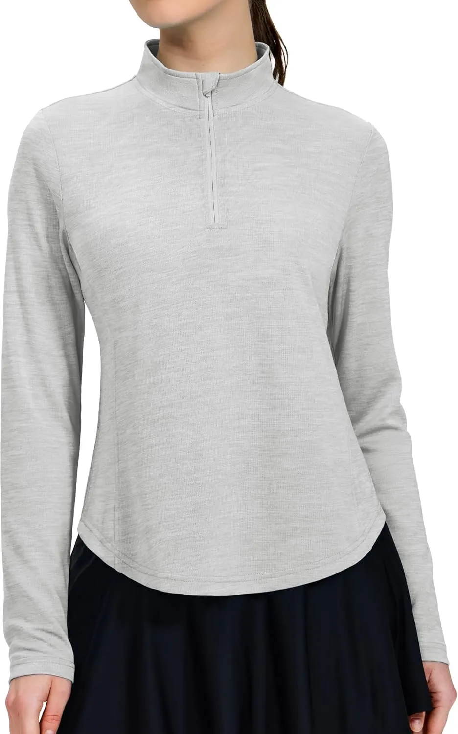 MIER Long Sleeve Workout Shirts for Women Quarter Zip Athletic Pullover Dry Fit Flowy Golf Running UV Sun Shirts,1/4 Zip