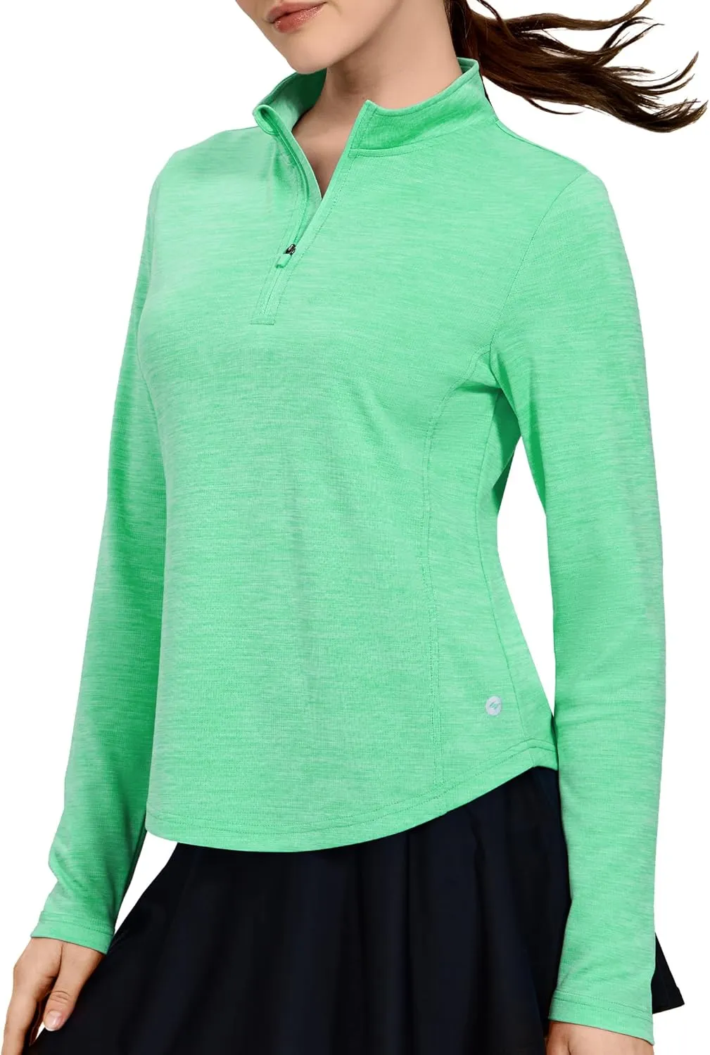 MIER Long Sleeve Workout Shirts for Women Quarter Zip Athletic Pullover Dry Fit Flowy Golf Running UV Sun Shirts,1/4 Zip