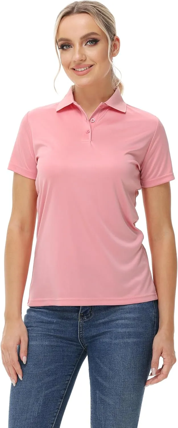 MOHEEN Women's Quick Dry Short Sleeve Polo Shirts Moisture Wicking Performance Athletic Golf Polo