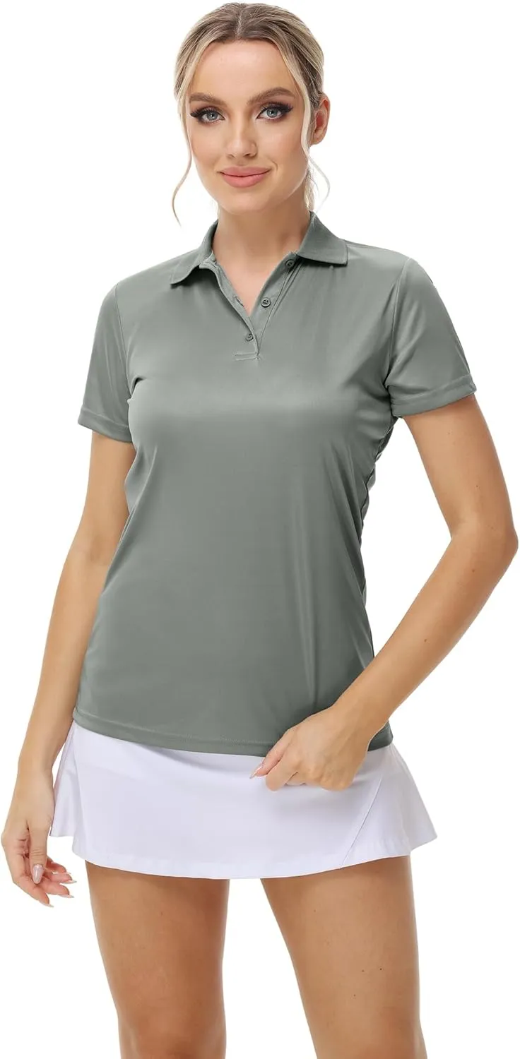 MOHEEN Women's Quick Dry Short Sleeve Polo Shirts Moisture Wicking Performance Athletic Golf Polo