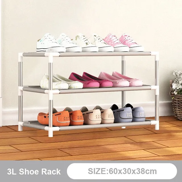 Multi Layer Shoes Rack Detachable Dust Proof Non Woven Fabric Shoe Cabinet
