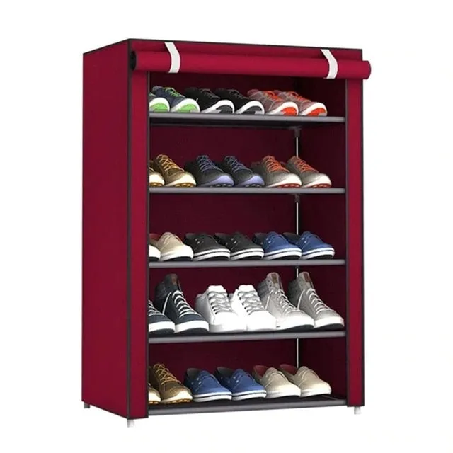 Multi Layer Shoes Rack Detachable Dust Proof Non Woven Fabric Shoe Cabinet
