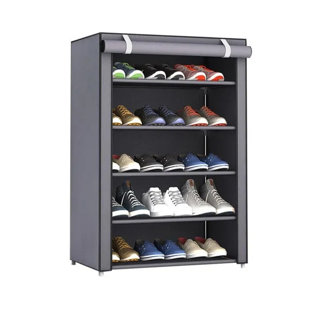 Multi Layer Shoes Rack Detachable Dust Proof Non Woven Fabric Shoe Cabinet