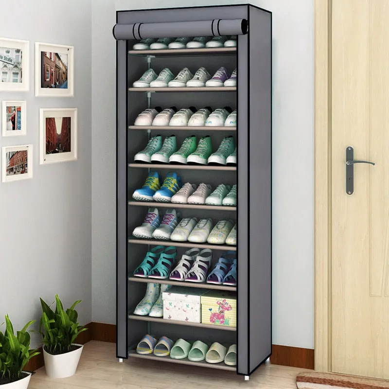 Multi Layer Shoes Rack Detachable Dust Proof Non Woven Fabric Shoe Cabinet