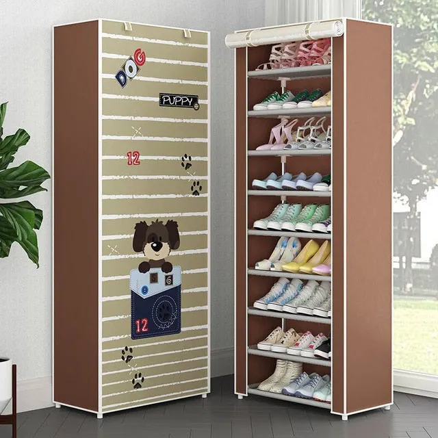 Multi Layer Shoes Rack Detachable Dust Proof Non Woven Fabric Shoe Cabinet