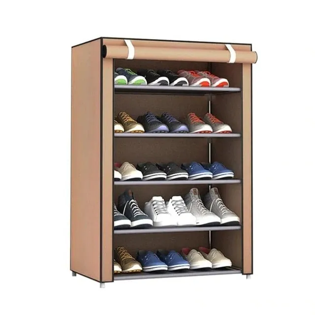 Multi Layer Shoes Rack Detachable Dust Proof Non Woven Fabric Shoe Cabinet