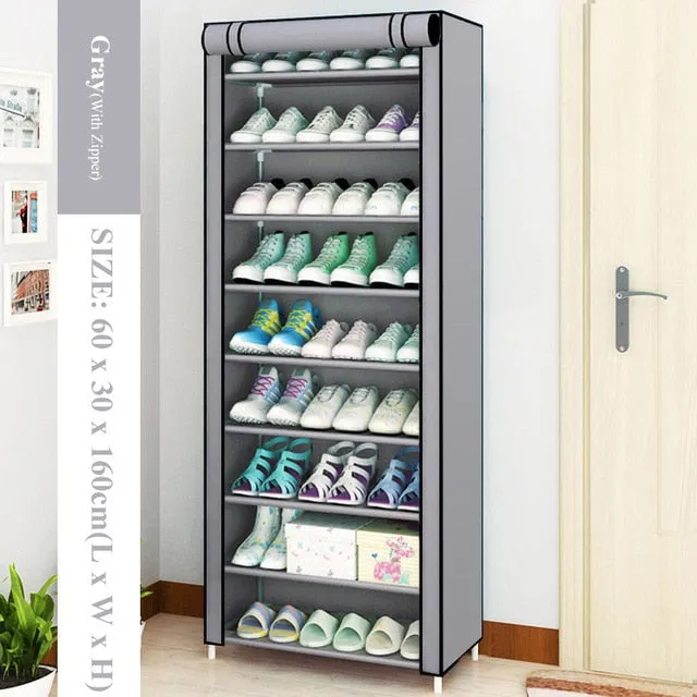 Multi Layer Shoes Rack Detachable Dust Proof Non Woven Fabric Shoe Cabinet