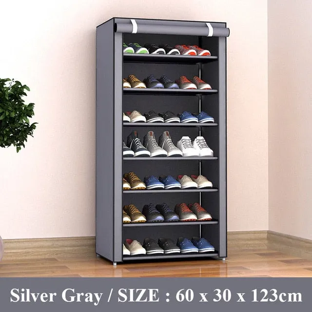 Multi Layer Shoes Rack Detachable Dust Proof Non Woven Fabric Shoe Cabinet