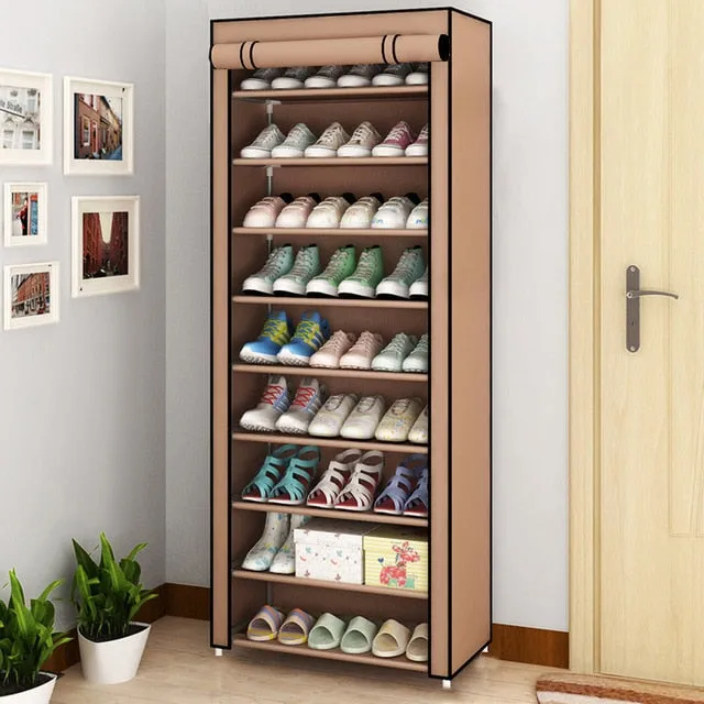 Multi Layer Shoes Rack Detachable Dust Proof Non Woven Fabric Shoe Cabinet
