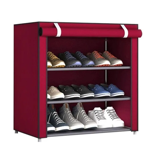 Multi Layer Shoes Rack Detachable Dust Proof Non Woven Fabric Shoe Cabinet