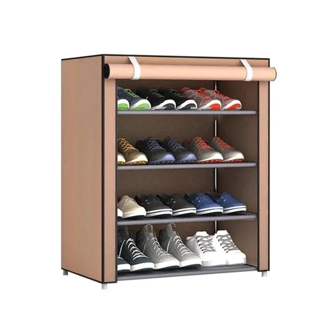 Multi Layer Shoes Rack Detachable Dust Proof Non Woven Fabric Shoe Cabinet