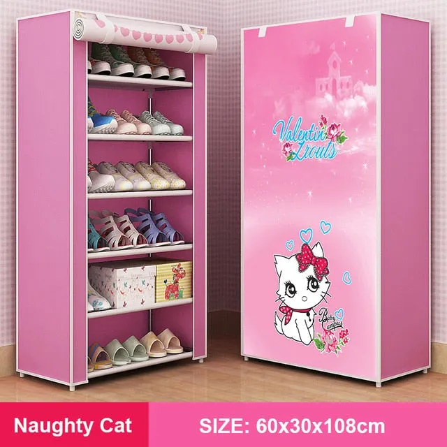 Multi Layer Shoes Rack Detachable Dust Proof Non Woven Fabric Shoe Cabinet