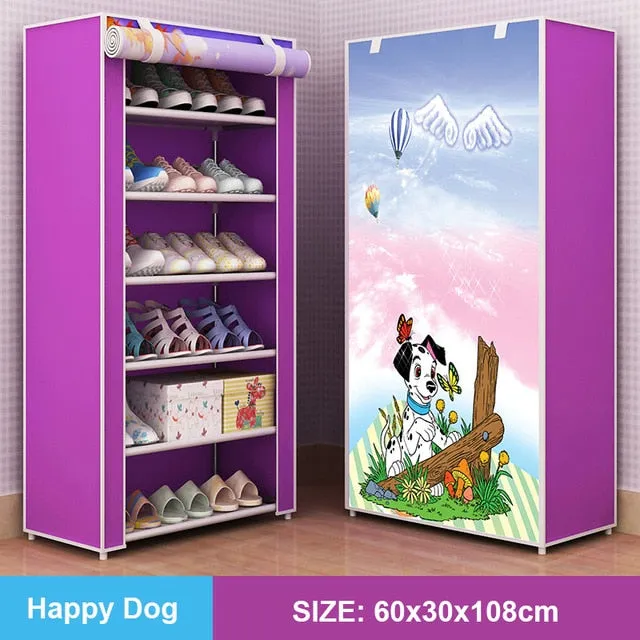 Multi Layer Shoes Rack Detachable Dust Proof Non Woven Fabric Shoe Cabinet