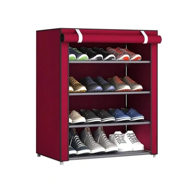 Multi Layer Shoes Rack Detachable Dust Proof Non Woven Fabric Shoe Cabinet