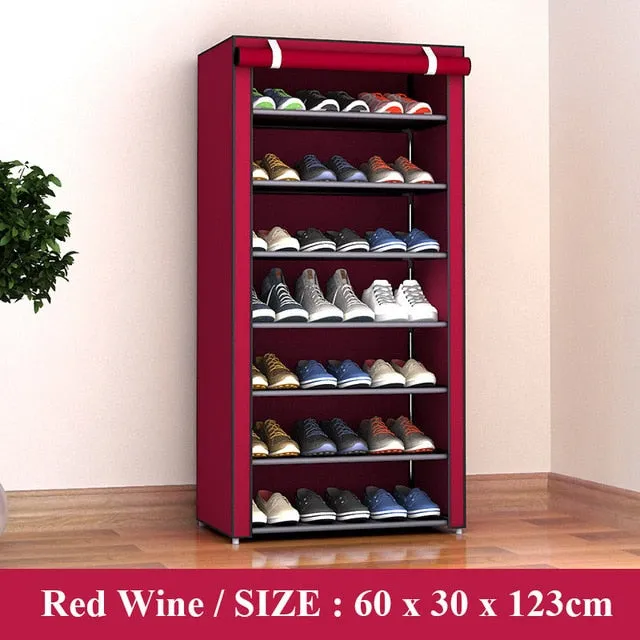 Multi Layer Shoes Rack Detachable Dust Proof Non Woven Fabric Shoe Cabinet