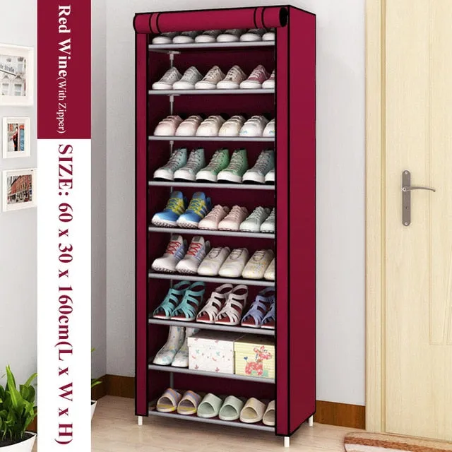 Multi Layer Shoes Rack Detachable Dust Proof Non Woven Fabric Shoe Cabinet