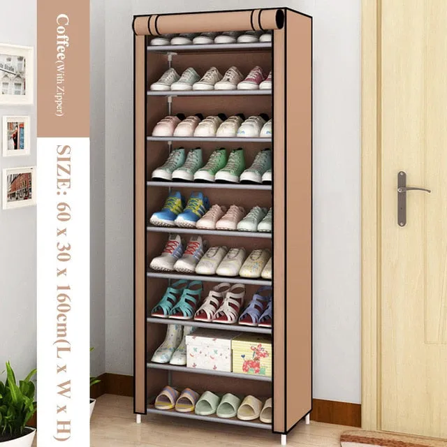 Multi Layer Shoes Rack Detachable Dust Proof Non Woven Fabric Shoe Cabinet