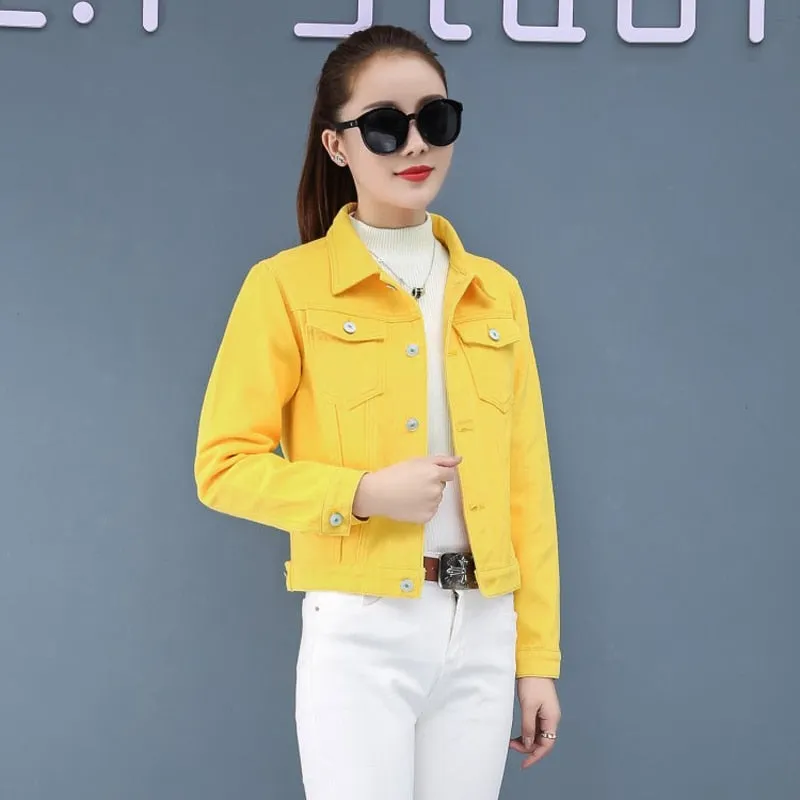 New Women's Denim Jacket Spring and Autumn Casual Short Denim Jacket Women's Korean Version Solid Color Jacket Clothes