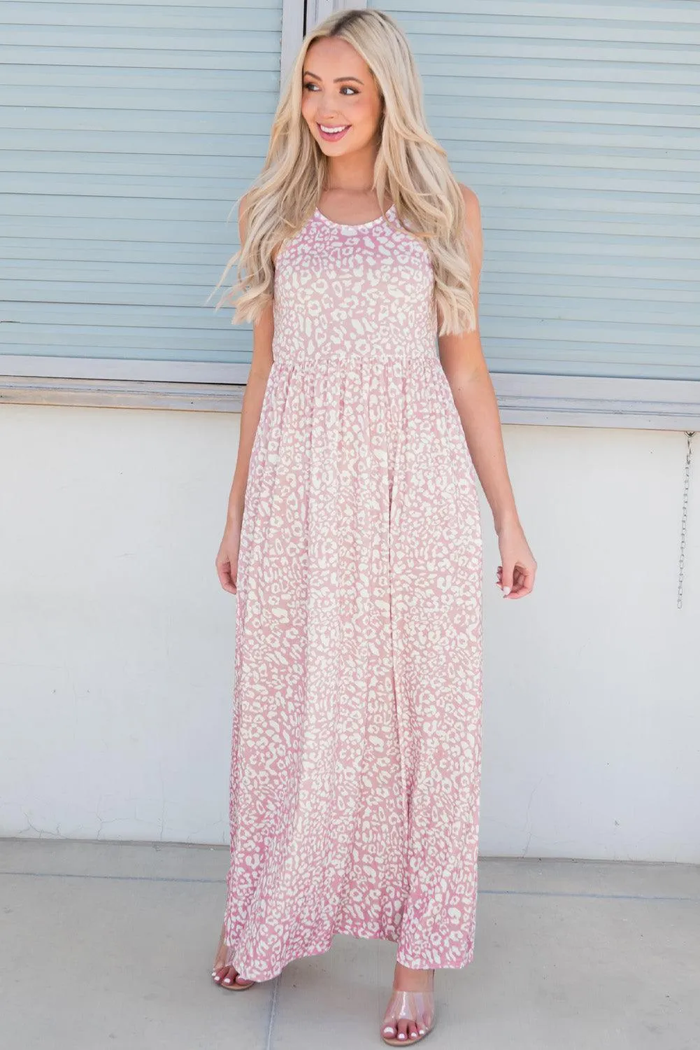 Optimal Flow Sleeveless Maxi Leopard Print Dress