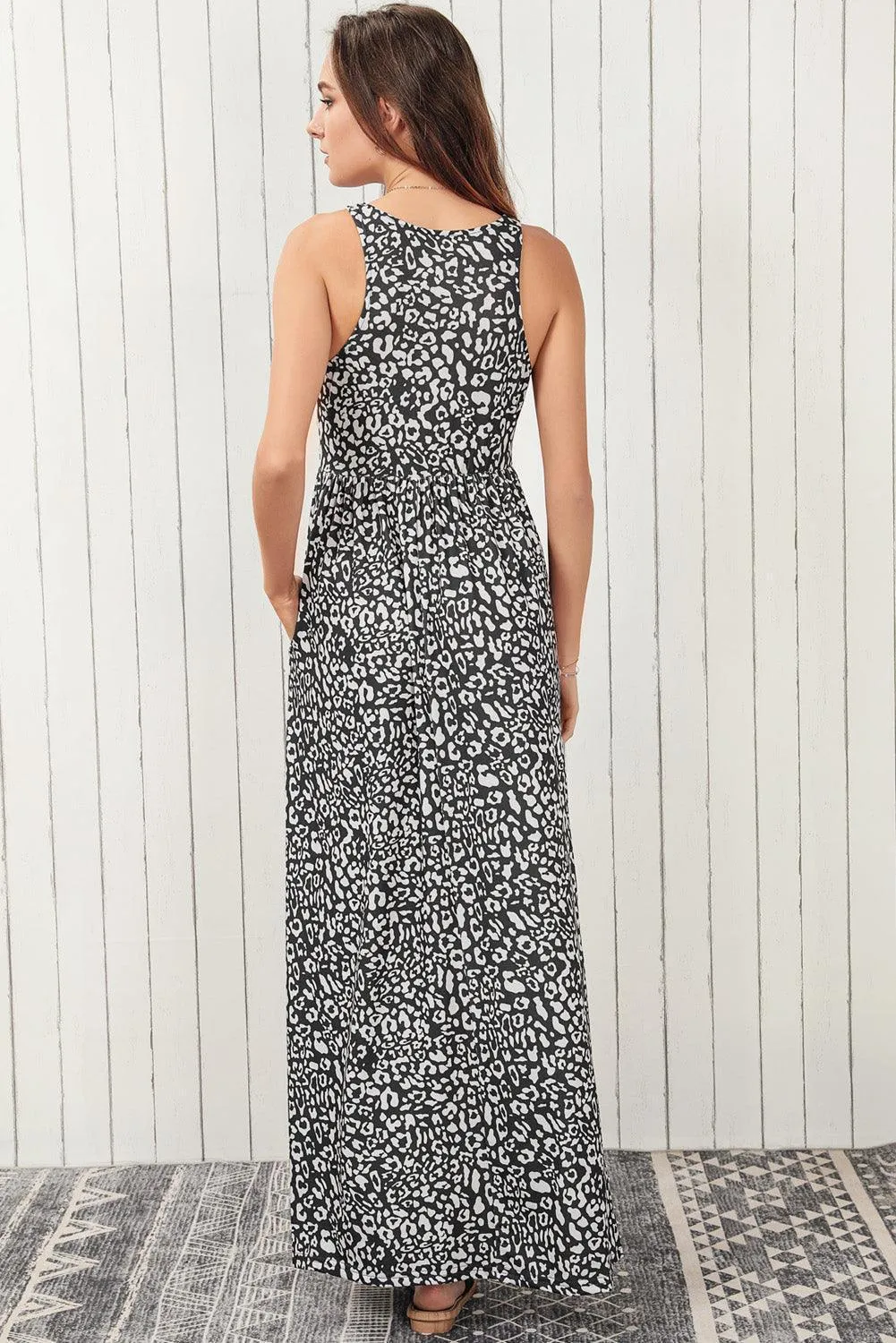 Optimal Flow Sleeveless Maxi Leopard Print Dress