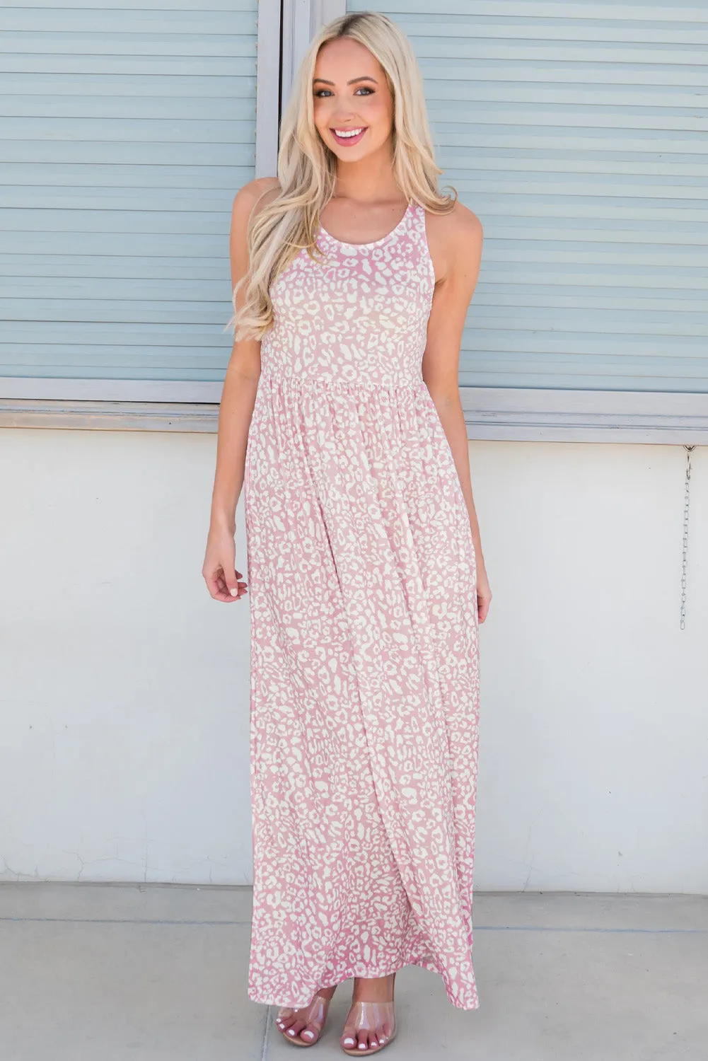 Optimal Flow Sleeveless Maxi Leopard Print Dress