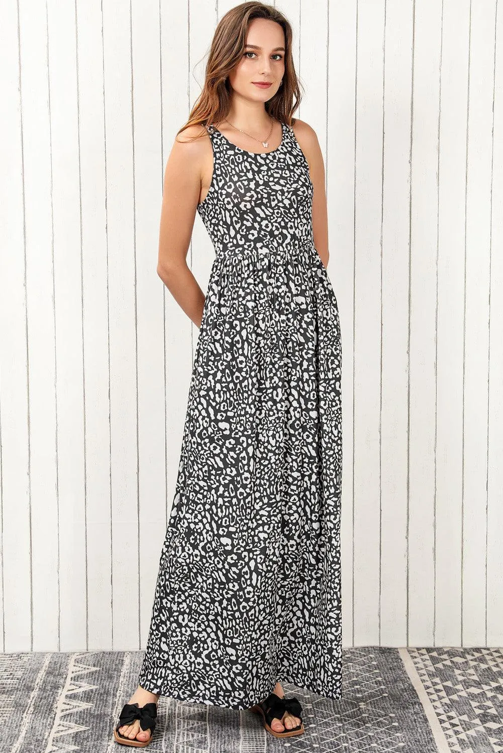 Optimal Flow Sleeveless Maxi Leopard Print Dress