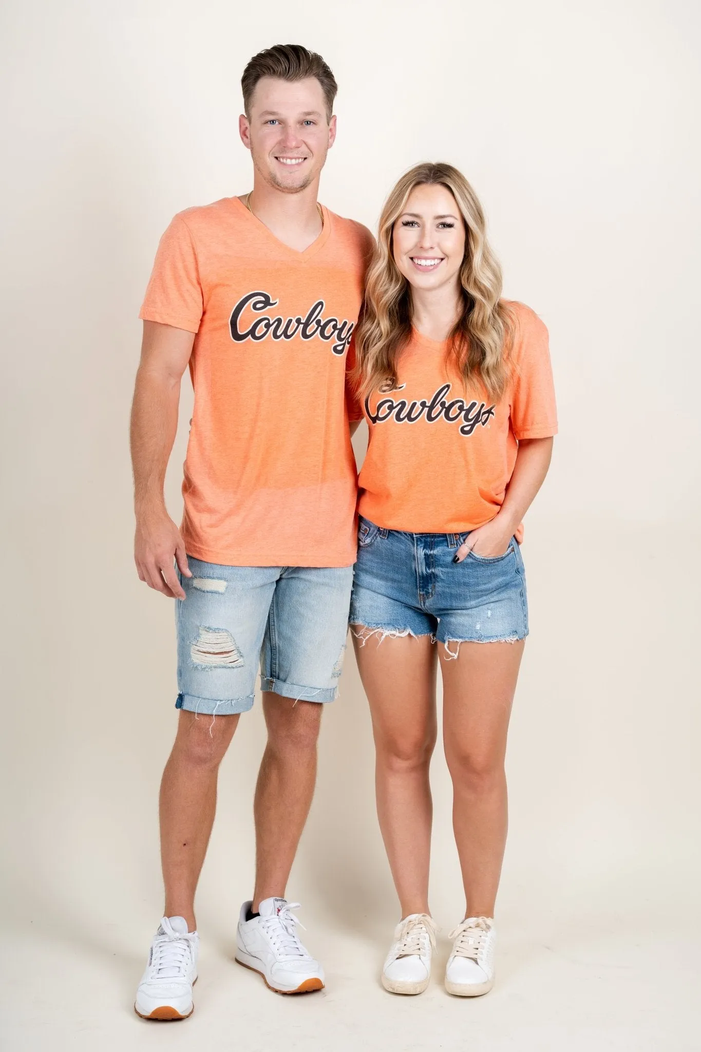 OSU Cowboys classic script v-neck t-shirt orange