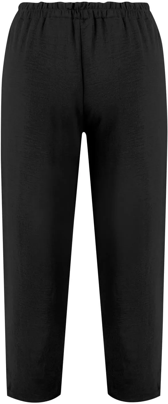 Pants for Women 2024 High Elastic Waist Plus Size Wide Leg Trousers Lounge Pants with Pockets, Small-5X-Large