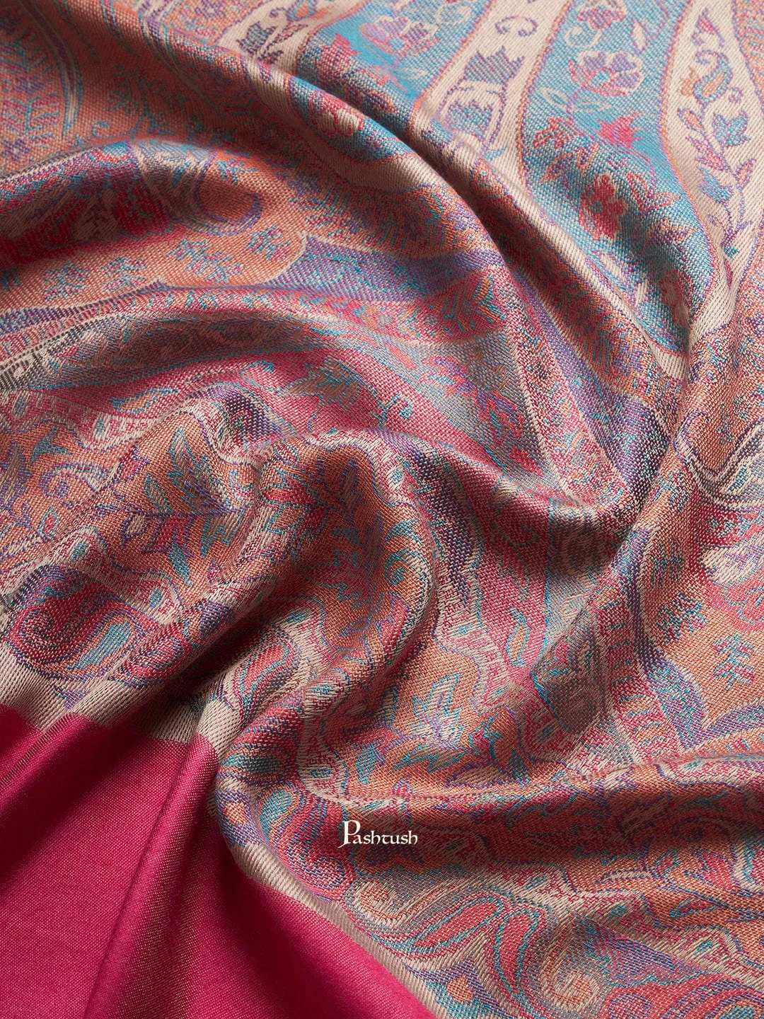 Pashtush Womens Extra Soft Bamboo Shawl, Extra Soft Jamawar Paisley Design, Multicolour