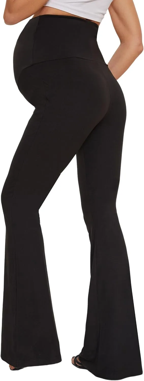 Peauty Buttery Soft Maternity Flared Leggings Over The Belly Stretchy Comfortable Pregnancy-Pants