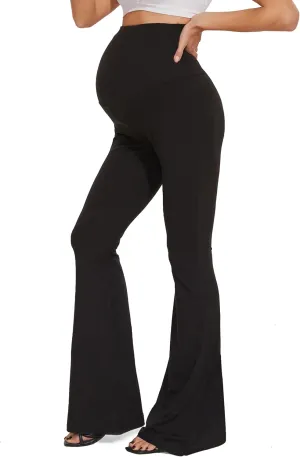 Peauty Buttery Soft Maternity Flared Leggings Over The Belly Stretchy Comfortable Pregnancy-Pants