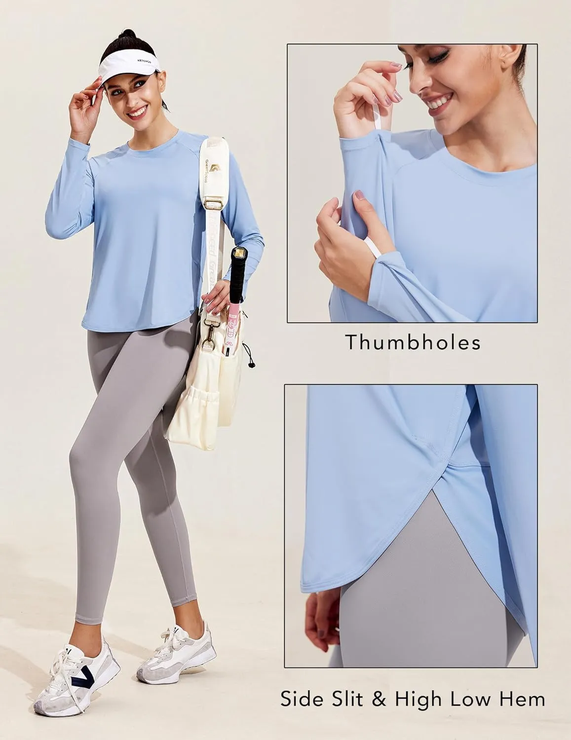 PINSPARK Long Sleeve Workout Tops for Women UPF 50  Sun Shirts UV Protection Hiking Athletic Tops Quick Dry Yoga Shirts