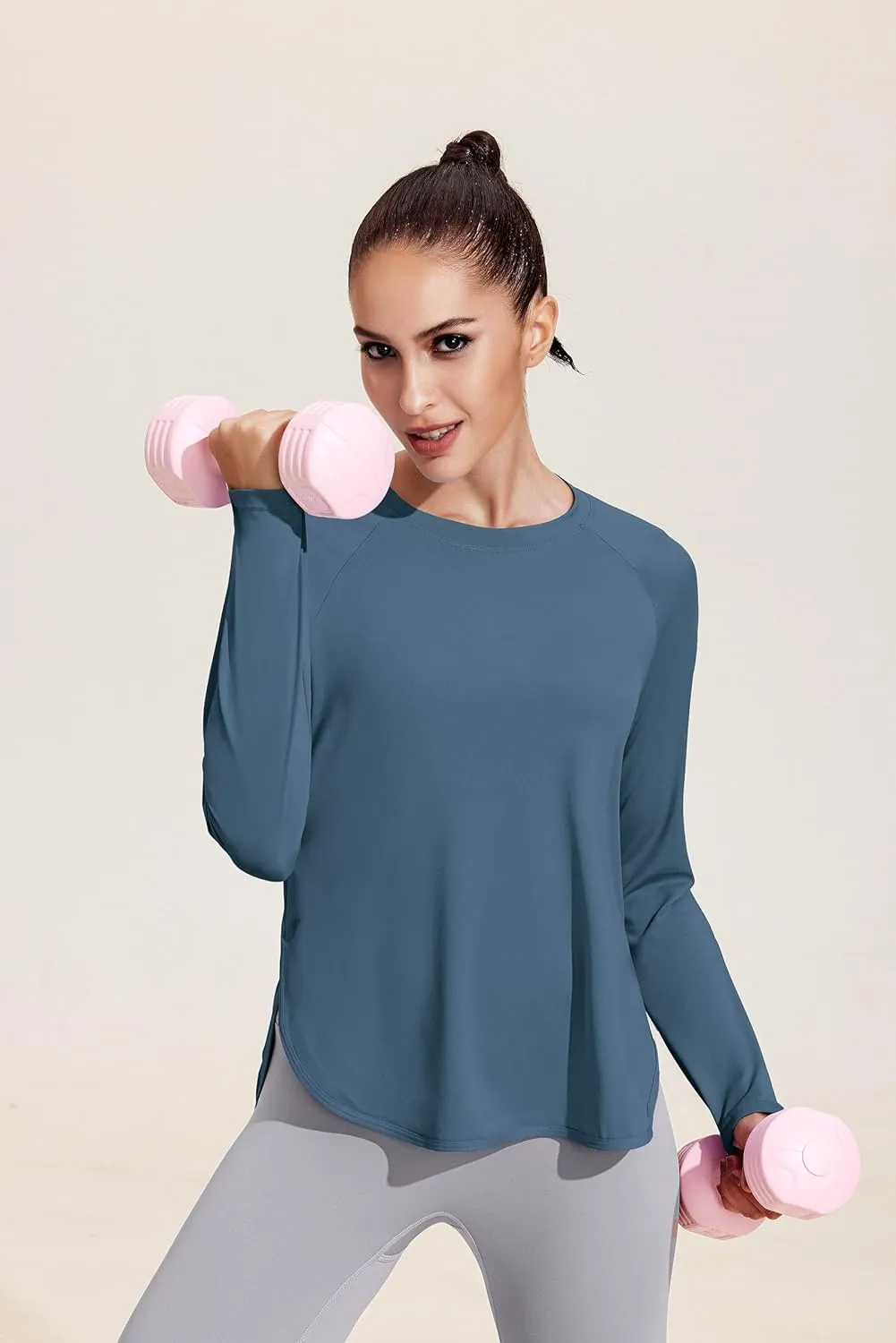 PINSPARK Long Sleeve Workout Tops for Women UPF 50  Sun Shirts UV Protection Hiking Athletic Tops Quick Dry Yoga Shirts