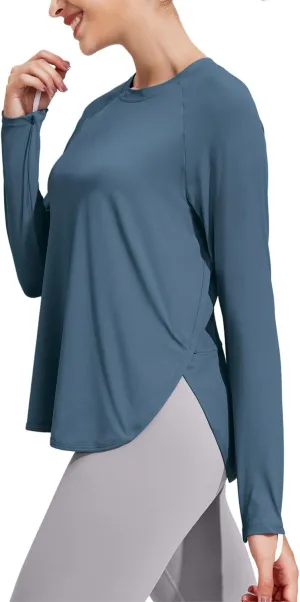 PINSPARK Long Sleeve Workout Tops for Women UPF 50  Sun Shirts UV Protection Hiking Athletic Tops Quick Dry Yoga Shirts