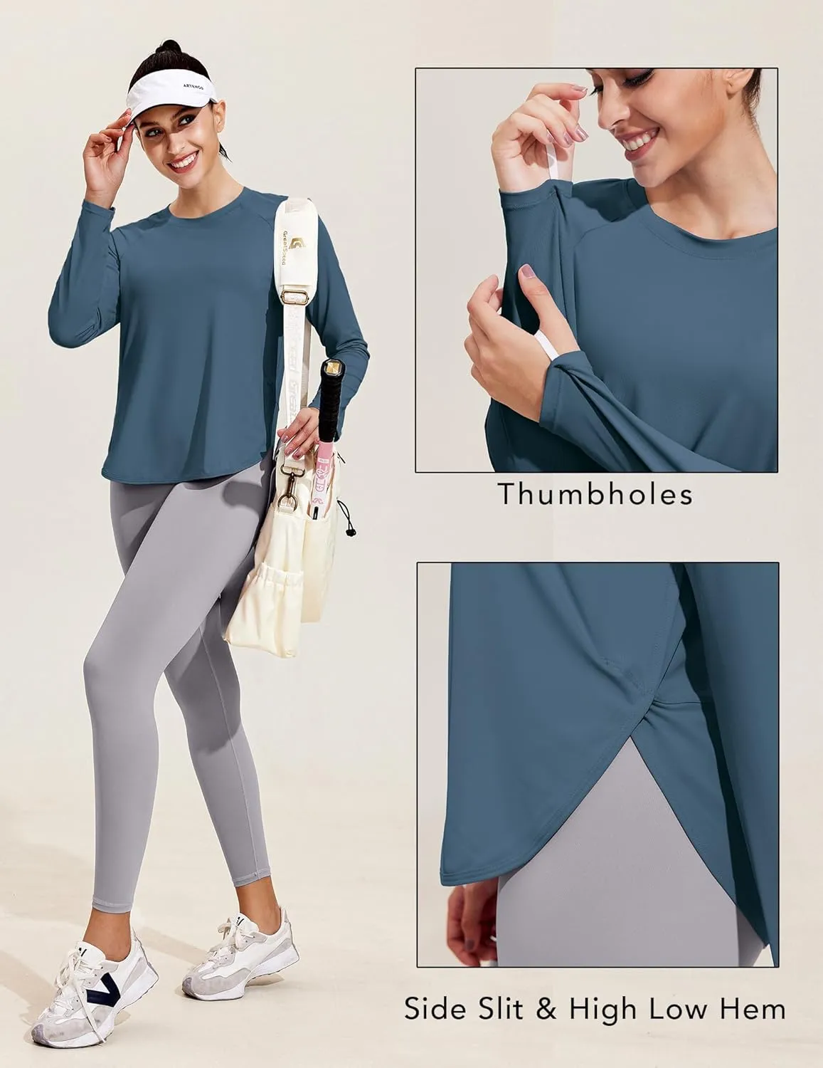 PINSPARK Long Sleeve Workout Tops for Women UPF 50  Sun Shirts UV Protection Hiking Athletic Tops Quick Dry Yoga Shirts