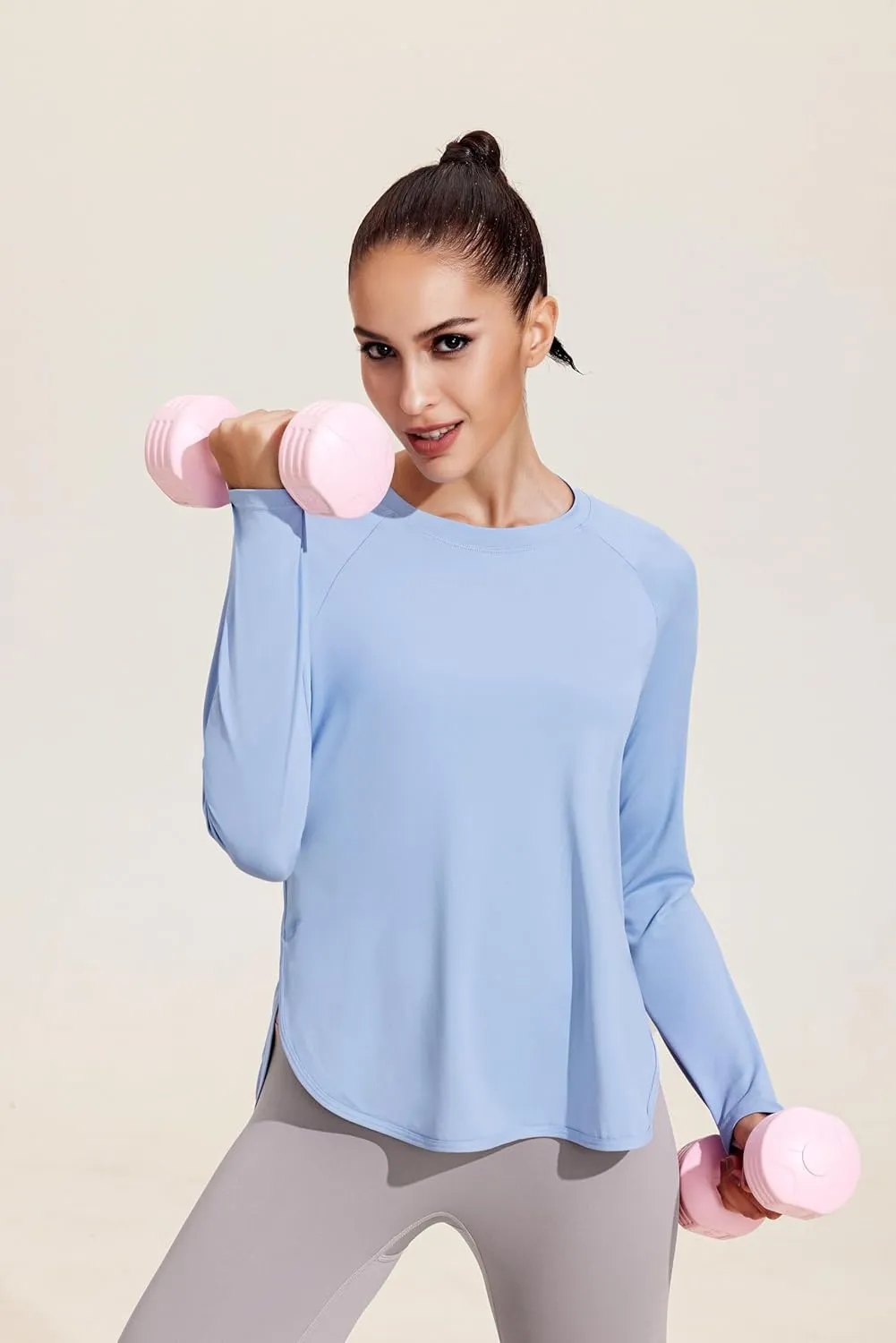 PINSPARK Long Sleeve Workout Tops for Women UPF 50  Sun Shirts UV Protection Hiking Athletic Tops Quick Dry Yoga Shirts